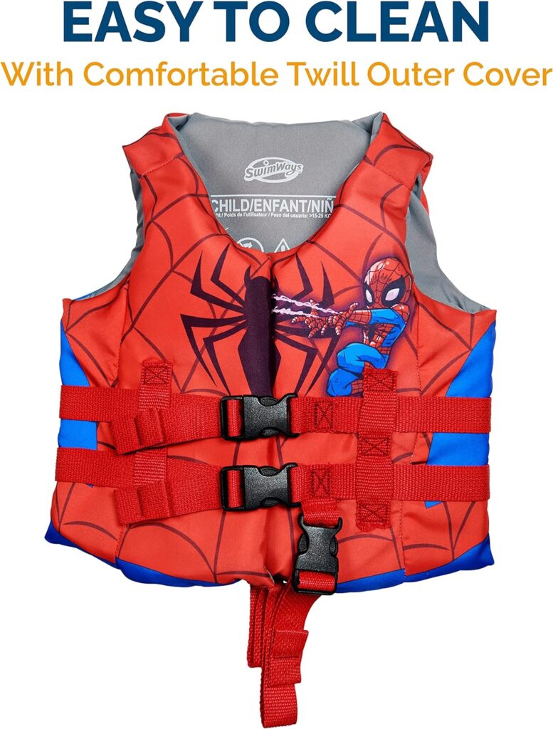 SwimWays Marvel Swim Trainer Life Jacket, US Coast Guard Approved Life Vest Kids Swim Vest, Pool Floats  Life Jackets for Kids 33-55 lbs, Spidey