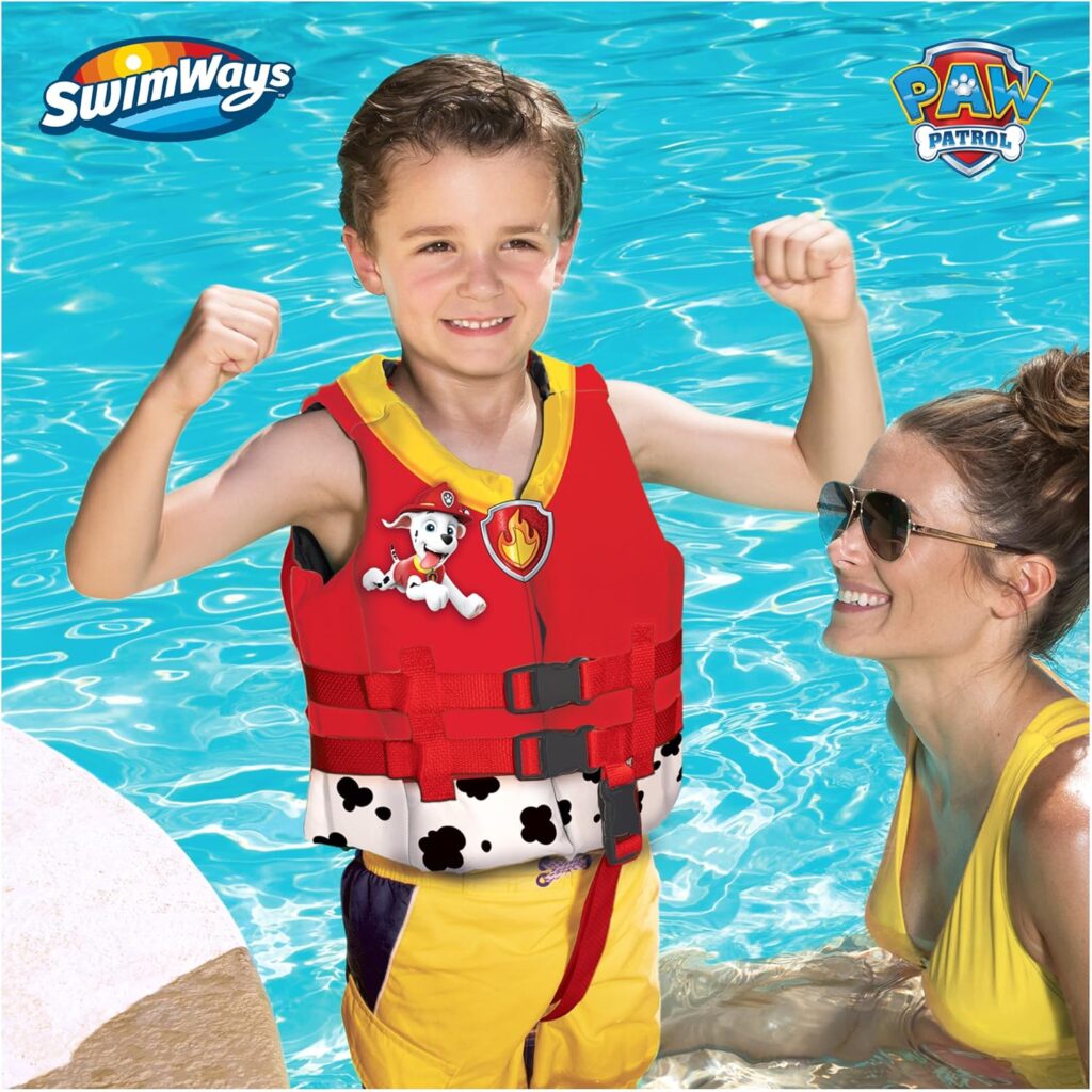 SwimWays Paw Patrol Swim Trainer Life Jacket, US Coast Guard Approved Life Vest Kids Swim Vest, Pool Floats  Life Jackets for Kids 33-55 lbs, Marshall